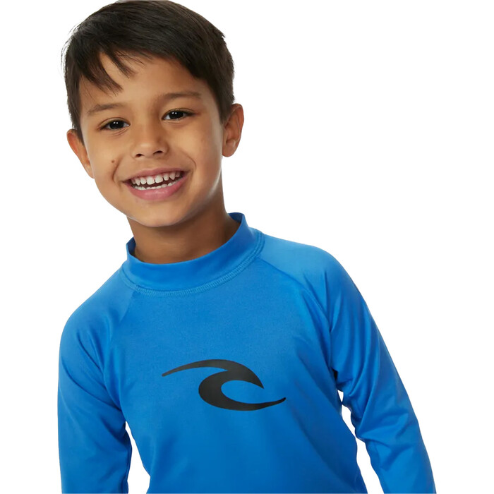 2024 Rip Curl Toddler Brand Wave UPF Long Sleeve Rash Vest TNRTRV - Blue Gum